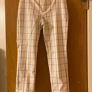 White and blue plaid pants